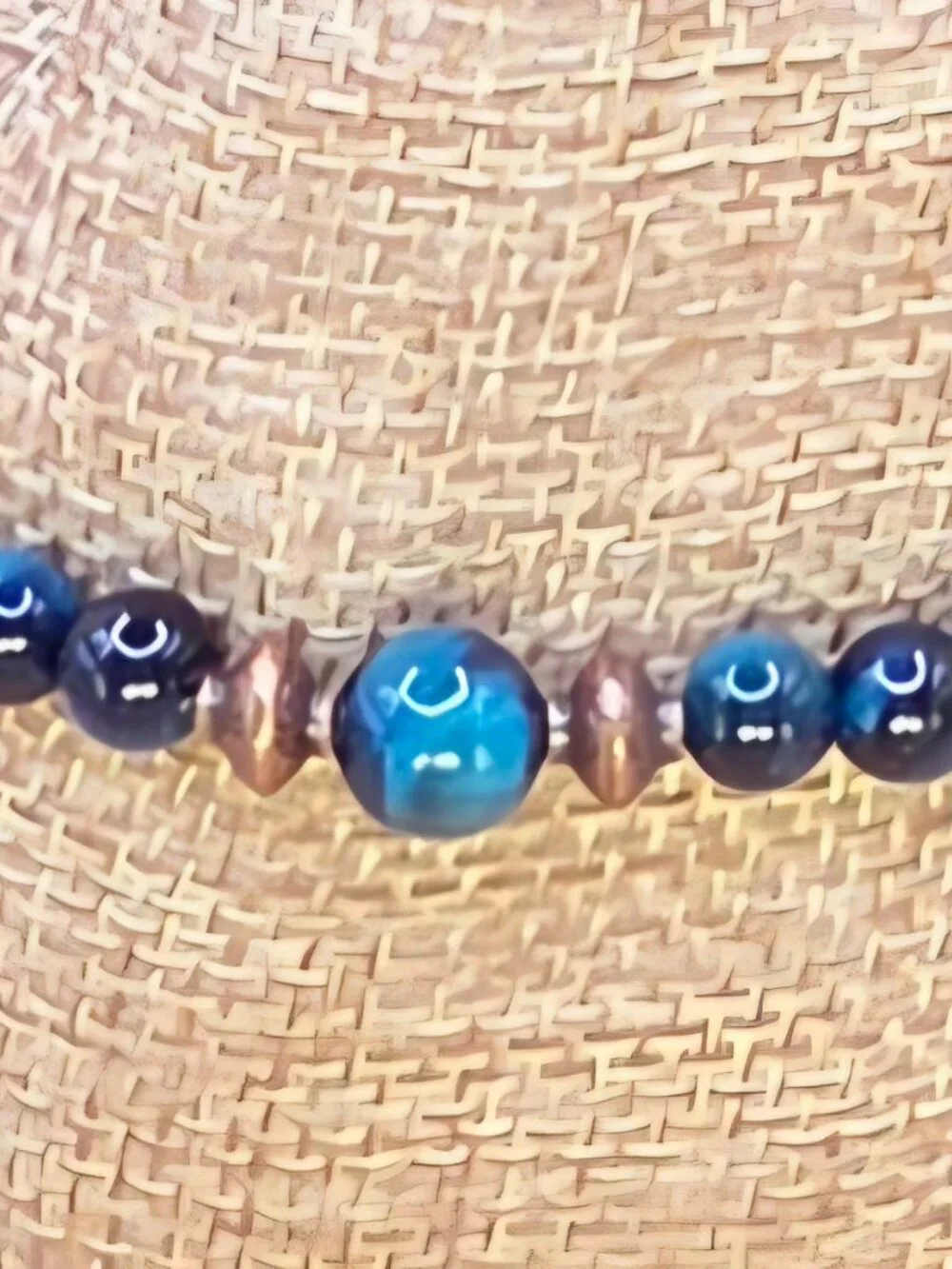 Blue Tiger's Eye and Copper Beaded Bracelet